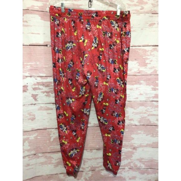 Disney Minnie Mouse Lounge Pants Red Multi Size XL (16/18) Side Pockets! - Picture 4 of 15